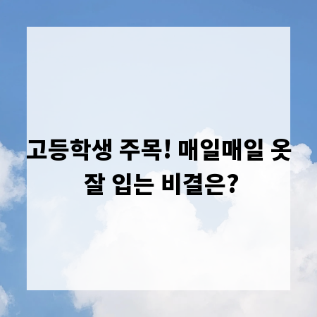 고등학생 주목! 매일매일 옷 잘 입는 비결은?