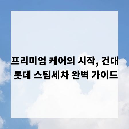 프리미엄 케어의 시작, 건대 롯데 스팀세차 완벽 가이드