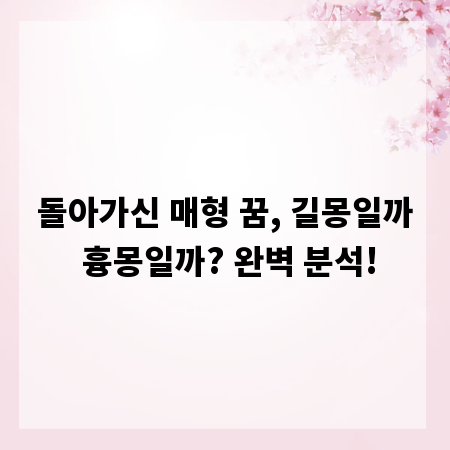 돌아가신 매형 꿈, 길몽일까 흉몽일까? 완벽 분석!
