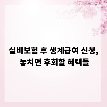 실비보험 후 생계급여 신청, 놓치면 후회할 혜택들