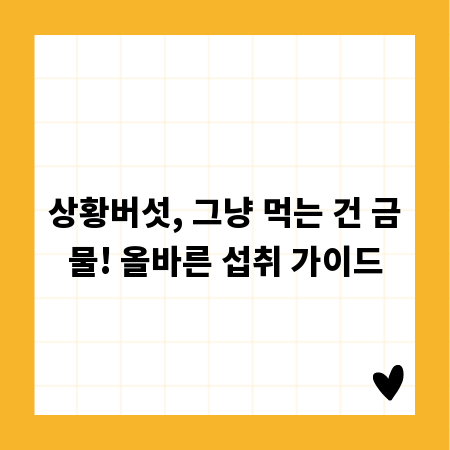 상황버섯, 그냥 먹는 건 금물! 올바른 섭취 가이드