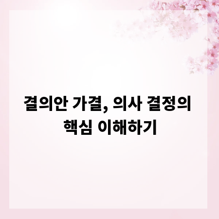결의안 가결, 의사 결정의 핵심 이해하기