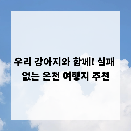 우리 강아지와 함께! 실패 없는 온천 여행지 추천