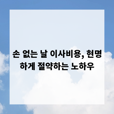 손 없는 날 이사비용, 현명하게 절약하는 노하우