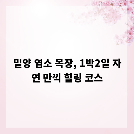 밀양 염소 목장, 1박2일 자연 만끽 힐링 코스