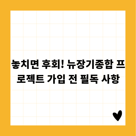 놓치면 후회! 뉴장기종합 프로젝트 가입 전 필독 사항