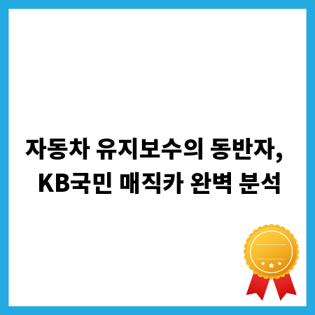 자동차 유지보수의 동반자, KB국민 매직카 완벽 분석