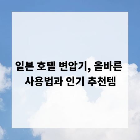 일본 호텔 변압기, 올바른 사용법과 인기 추천템