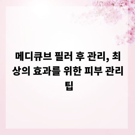 메디큐브 필러 후 관리, 최상의 효과를 위한 피부 관리 팁