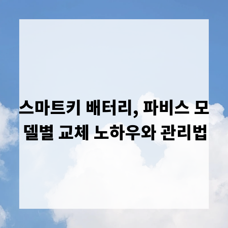 스마트키 배터리, 파비스 모델별 교체 노하우와 관리법