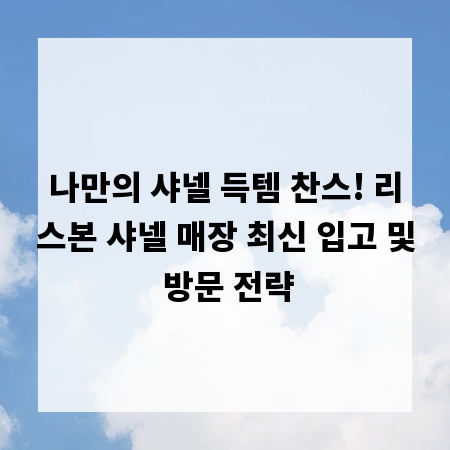 나만의 샤넬 득템 찬스! 리스본 샤넬 매장 최신 입고 및 방문 전략