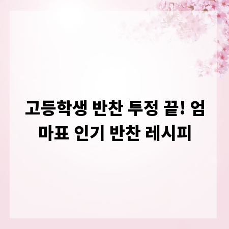 고등학생 반찬 투정 끝! 엄마표 인기 반찬 레시피
