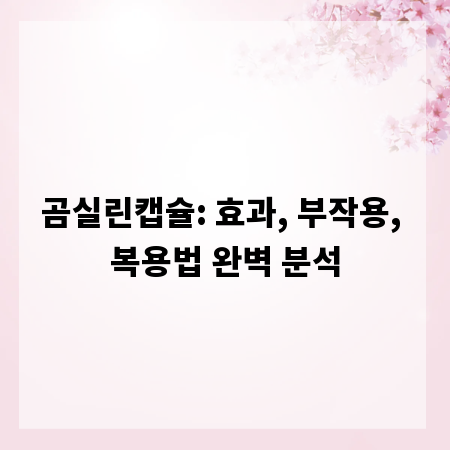 곰실린캡슐: 효과, 부작용, 복용법 완벽 분석