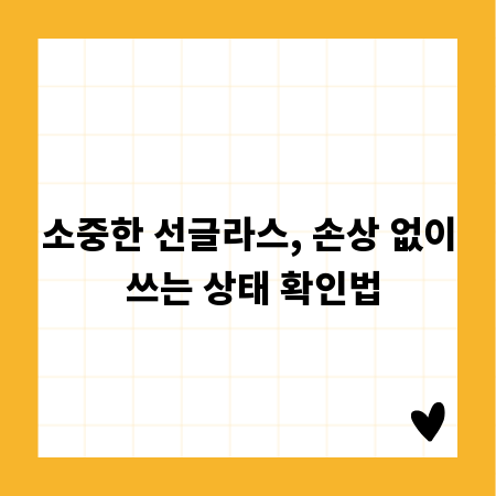소중한 선글라스, 손상 없이 쓰는 상태 확인법