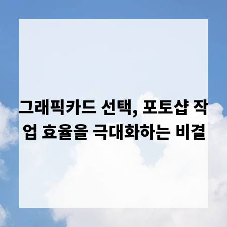 그래픽카드 선택, 포토샵 작업 효율을 극대화하는 비결