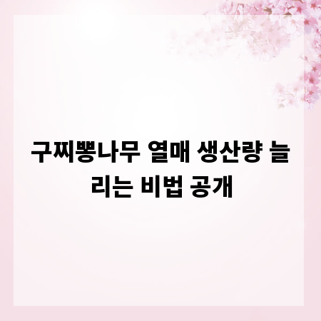 구찌뽕나무 열매 생산량 늘리는 비법 공개