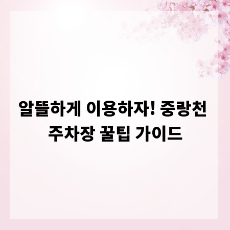 알뜰하게 이용하자! 중랑천 주차장 꿀팁 가이드