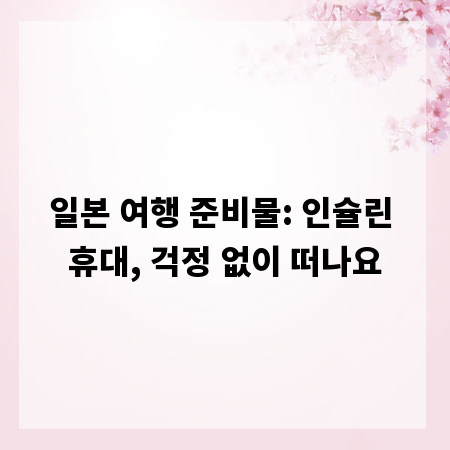 일본 여행 준비물: 인슐린 휴대, 걱정 없이 떠나요