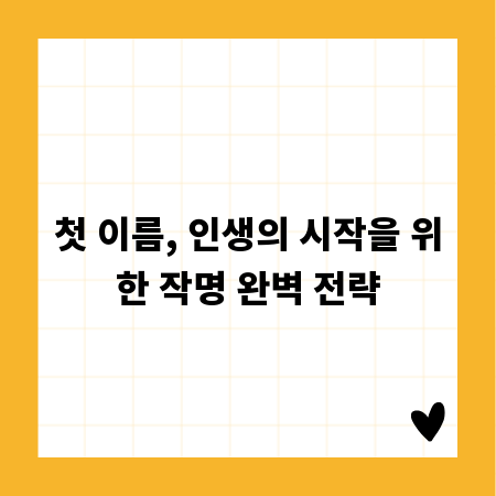 첫 이름, 인생의 시작을 위한 작명 완벽 전략