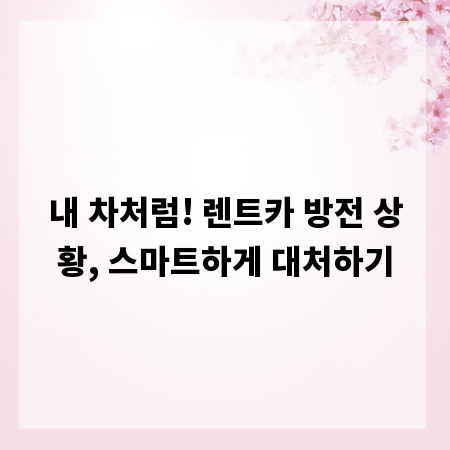 내 차처럼! 렌트카 방전 상황, 스마트하게 대처하기