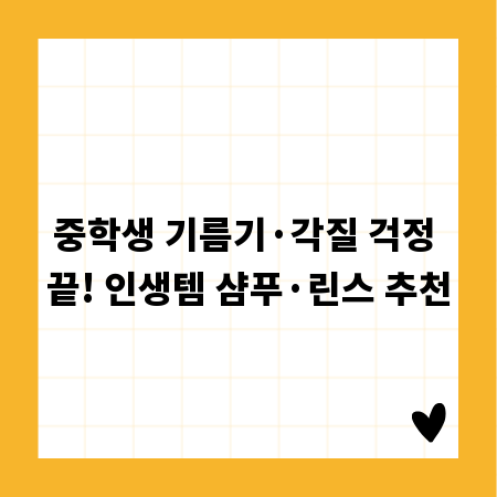 중학생 기름기&middot;각질 걱정 끝! 인생템 샴푸&middot;린스 추천