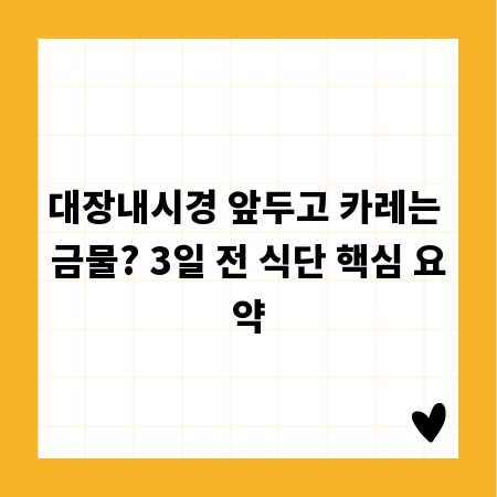 대장내시경 앞두고 카레는 금물? 3일 전 식단 핵심 요약