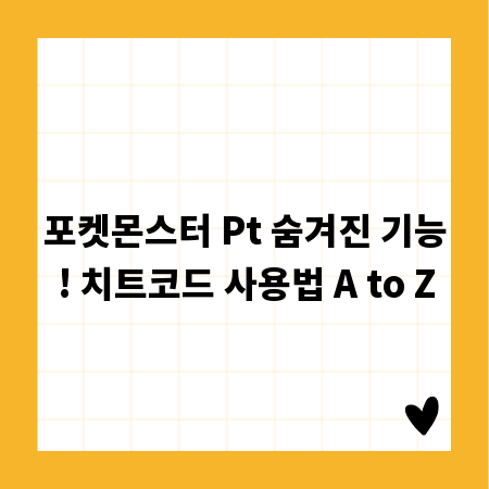 포켓몬스터 Pt 숨겨진 기능! 치트코드 사용법 A to Z