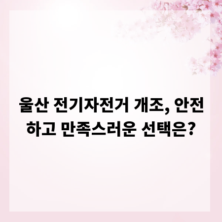 울산 전기자전거 개조, 안전하고 만족스러운 선택은?