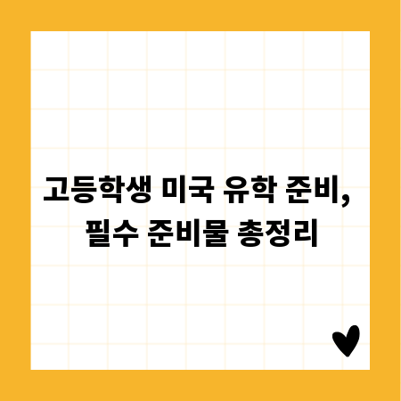 고등학생 미국 유학 준비, 필수 준비물 총정리