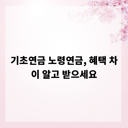 기초연금 노령연금, 혜택 차이 알고 받으세요