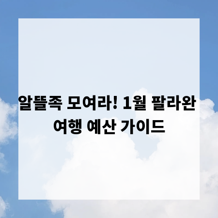알뜰족 모여라! 1월 팔라완 여행 예산 가이드