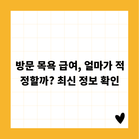 방문 목욕 급여, 얼마가 적정할까? 최신 정보 확인