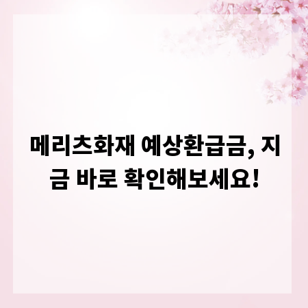 메리츠화재 예상환급금, 지금 바로 확인해보세요!