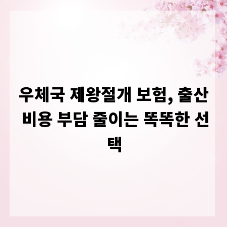 우체국 제왕절개 보험, 출산 비용 부담 줄이는 똑똑한 선택