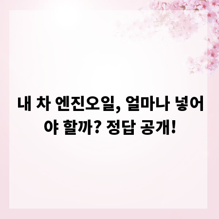 내 차 엔진오일, 얼마나 넣어야 할까? 정답 공개!