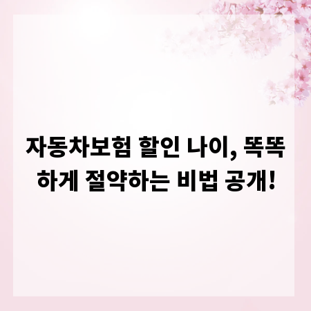 자동차보험 할인 나이, 똑똑하게 절약하는 비법 공개!