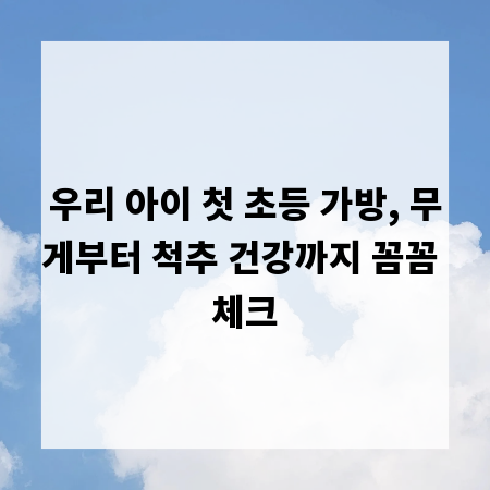 우리 아이 첫 초등 가방, 무게부터 척추 건강까지 꼼꼼 체크