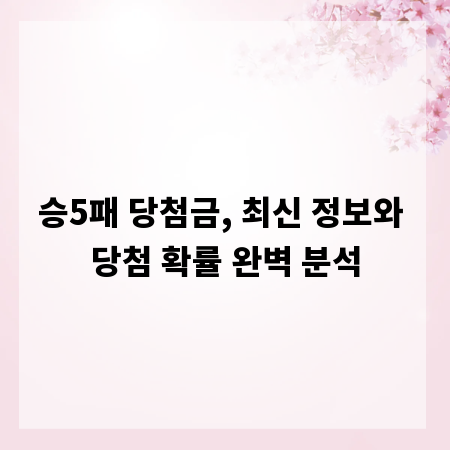 승5패 당첨금, 최신 정보와 당첨 확률 완벽 분석