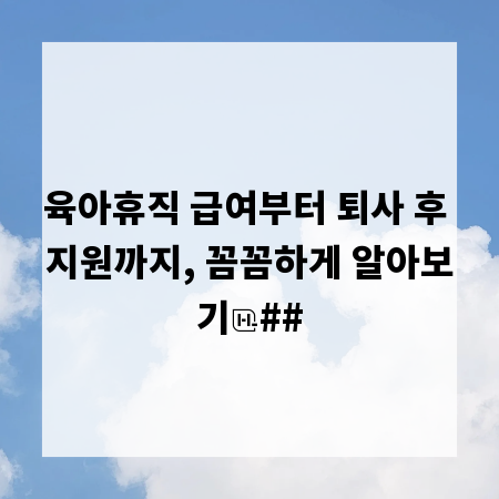 육아휴직 급여부터 퇴사 후 지원까지, 꼼꼼하게 알아보기
##