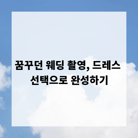 꿈꾸던 웨딩 촬영, 드레스 선택으로 완성하기