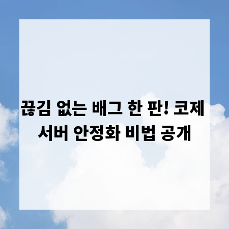 끊김 없는 배그 한 판! 코제 서버 안정화 비법 공개