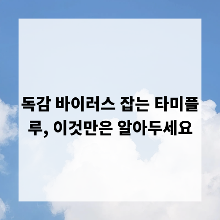 독감 바이러스 잡는 타미플루, 이것만은 알아두세요
