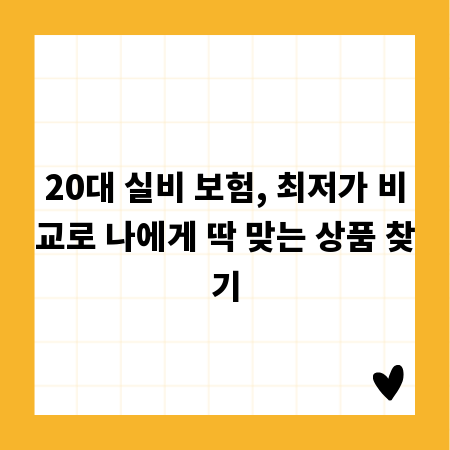 20대 실비 보험, 최저가 비교로 나에게 딱 맞는 상품 찾기