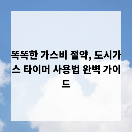 똑똑한 가스비 절약, 도시가스 타이머 사용법 완벽 가이드