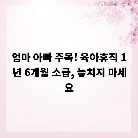 엄마 아빠 주목! 육아휴직 1년 6개월 소급, 놓치지 마세요