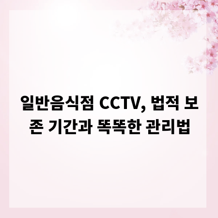일반음식점 CCTV, 법적 보존 기간과 똑똑한 관리법