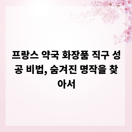 프랑스 약국 화장품 직구 성공 비법, 숨겨진 명작을 찾아서