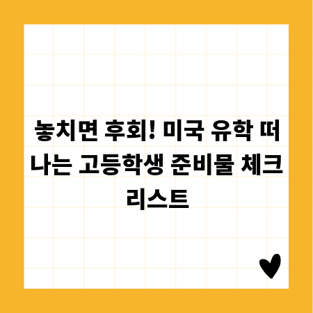 놓치면 후회! 미국 유학 떠나는 고등학생 준비물 체크리스트