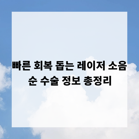 빠른 회복 돕는 레이저 소음순 수술 정보 총정리