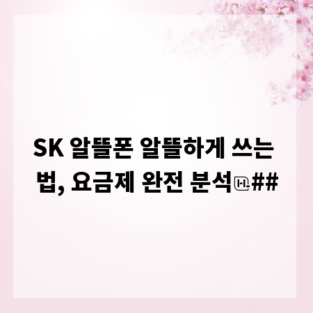 SK 알뜰폰 알뜰하게 쓰는 법, 요금제 완전 분석
##